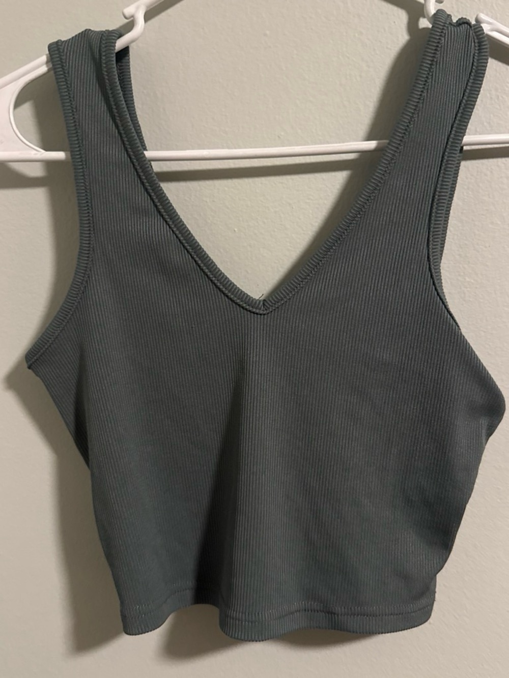 Women's Ribbed V-Neck Tank Top - Gray